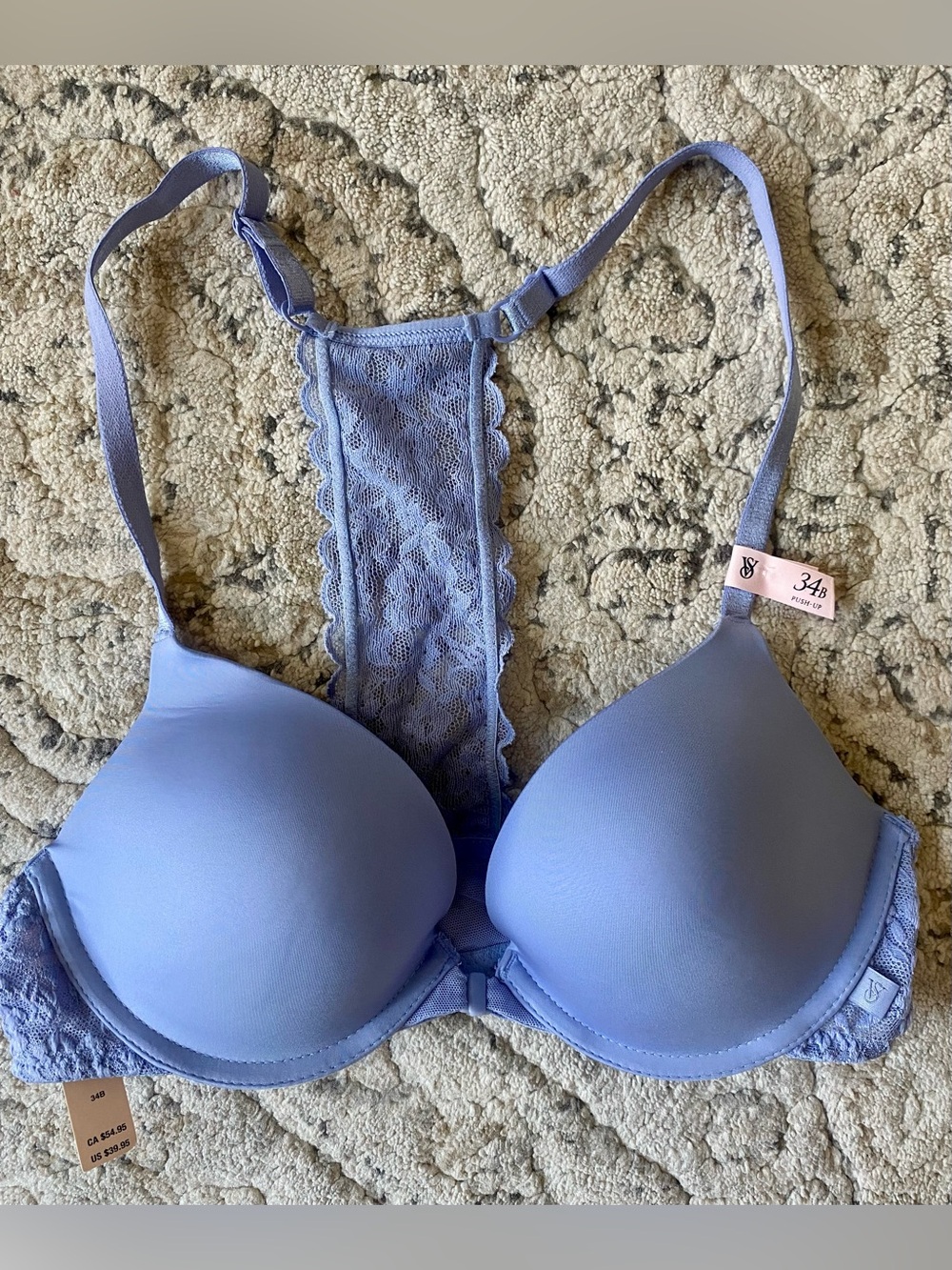 Victoria's Secret Lavender Lace Racerback T-Shirt Bra. 34B